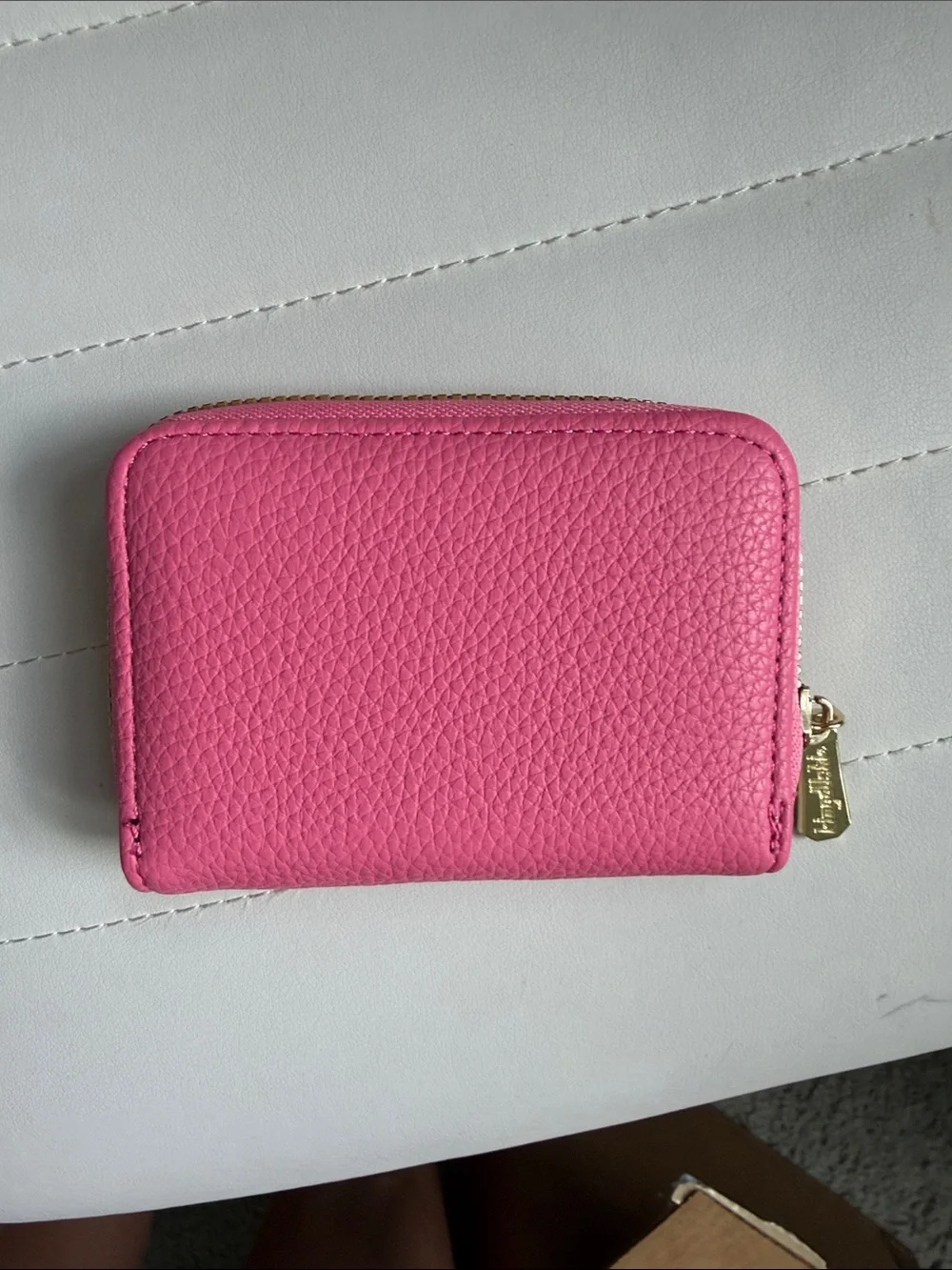 Pink Leather Zip Card Holder